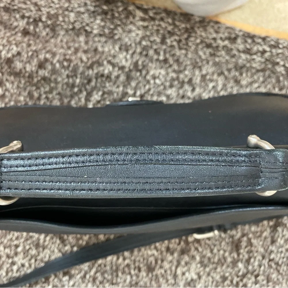 Vintage Coach Willis Black Leather Crossbody Bag w/Nickel Hardware